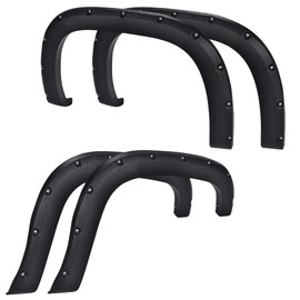 CNNELL 4pcs Fender Flares Compatible With 2007-2013 GMC Sierra 1500 All Beds Black Textured Pocket Rivet Style Paintable Wheel Flares Set