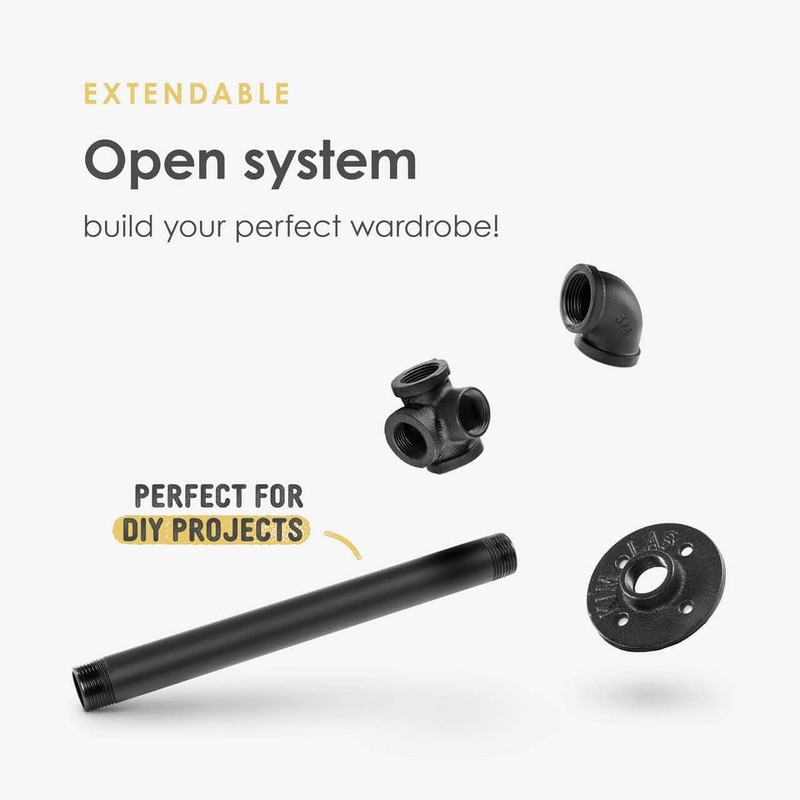 pamo Malleable Cast Iron Fitting T-Clamp for DIY Clothes Rail