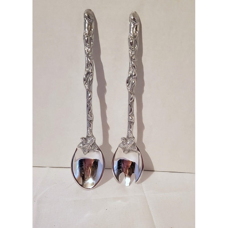 MARIPOSA Coral Salad Servers, Silver