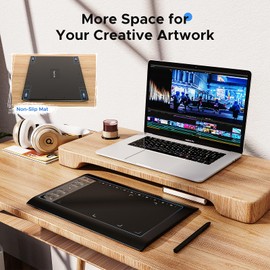 TeinenRon Graphics Drawing Tablet, 10x6 Inch Drawing Tablet with 8192 Level Pen,12 Hot Keys,Digital Drawing Pad Compatible with PC/Mac/Android for Painting,Design&Online Teach