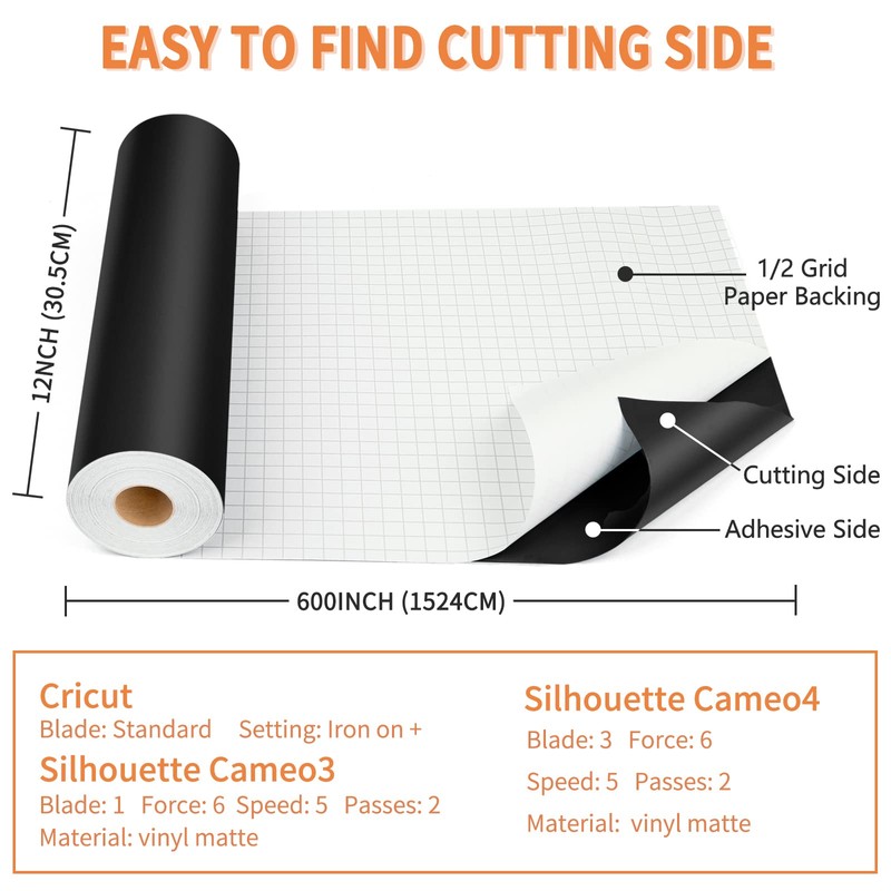 Matte Black Permanent Vinyl for Cricut, Lya Vinyl Matte Black