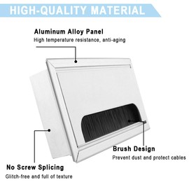 2Pcs Desk Cable Grommet Hole, Bolatus Square Desk Grommet Aluminum Cable Hole Cover 160 x 80mm Wire Hole Cover Outlet for Management Office Computer Desk Wires