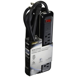 POWER ZONE OR802225 Powerzone Surge Protector Tap Strip, 125 V, 15 A, 6 Outlet, Black