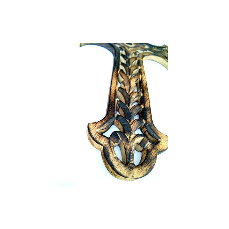 Iconsgr Handmade Christian Greek Orthodox Wood Carved Cross / R16