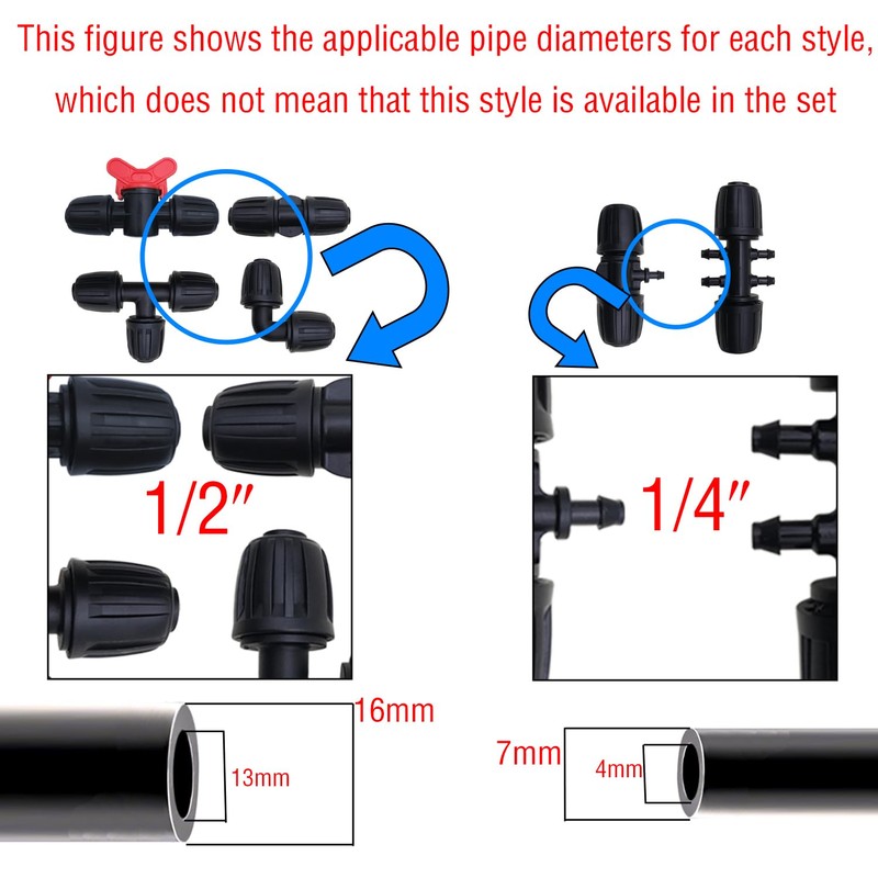 CTRICALVER 6 pcs Barbed Reducing 6-Way Connectors Drip Irrigation, 1/2