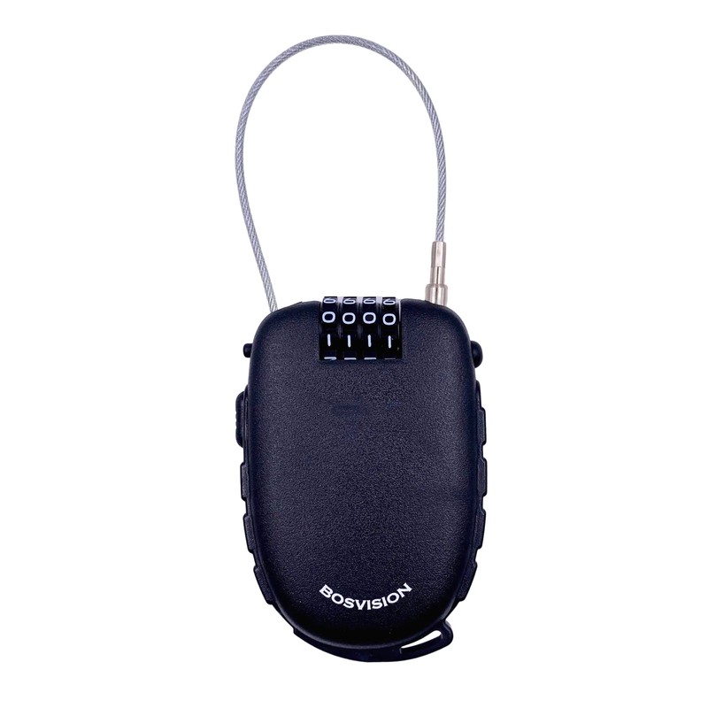 Bosvision Ultra-Secure 4-digit Combination Lock with 3 Feet Retractable Cable
