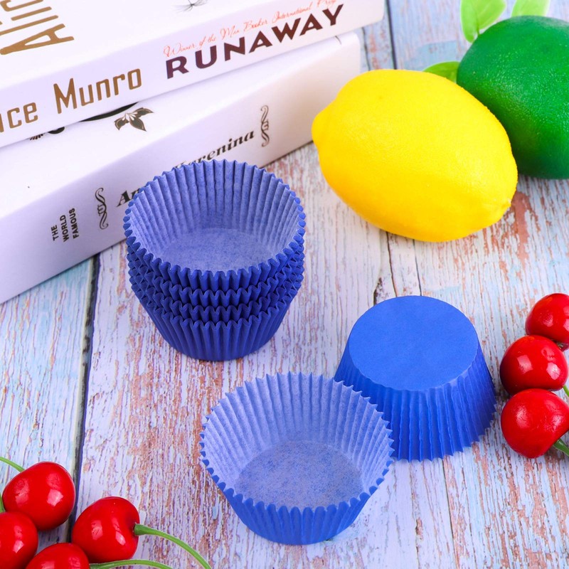 URATOT 100 Pieces Blue Cupcake Liners Cupcake Wrappers Baking Cups