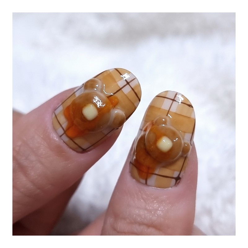 Egg and pancake handmade nail tip - Petit Square /