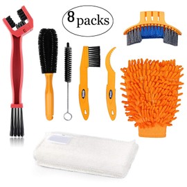 Oumers Bike Clean Brush Kit, 8pcs Motorcycle Bicycle Cleaning Tools Make Chain/Tire/Sprocket/Crank Bike Corner Stain Dirt Clean Shine. Durable/Practical