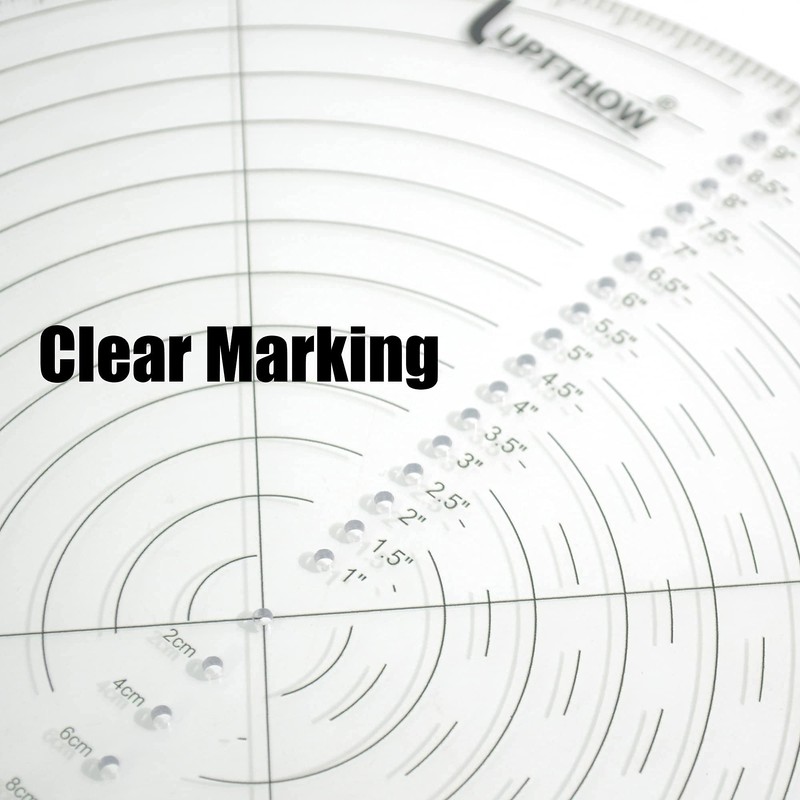 UPTTHOW 10" Round Center Finder Compass Clear Acrylic for Drawing