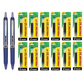 Pilot Precise V5 RT Rolling Ball, Extra Fine Point, Blue Ink 2 Pens & 24 Refills