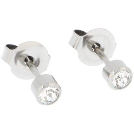 Sterile Surgical Steel Stud Earrings Frame with Transparent Stone, Stainless Steel, No Gemstone