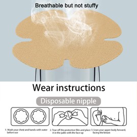 Disposable Sticky Nipple Covers, 40 Pcs Breast Covers Nipple Cover Pasties, Self-adhesive Thin Nipple Covers Stickers, Invisible Bra Pads for Women (20Pcs Petal+20Pcs Round) Beige