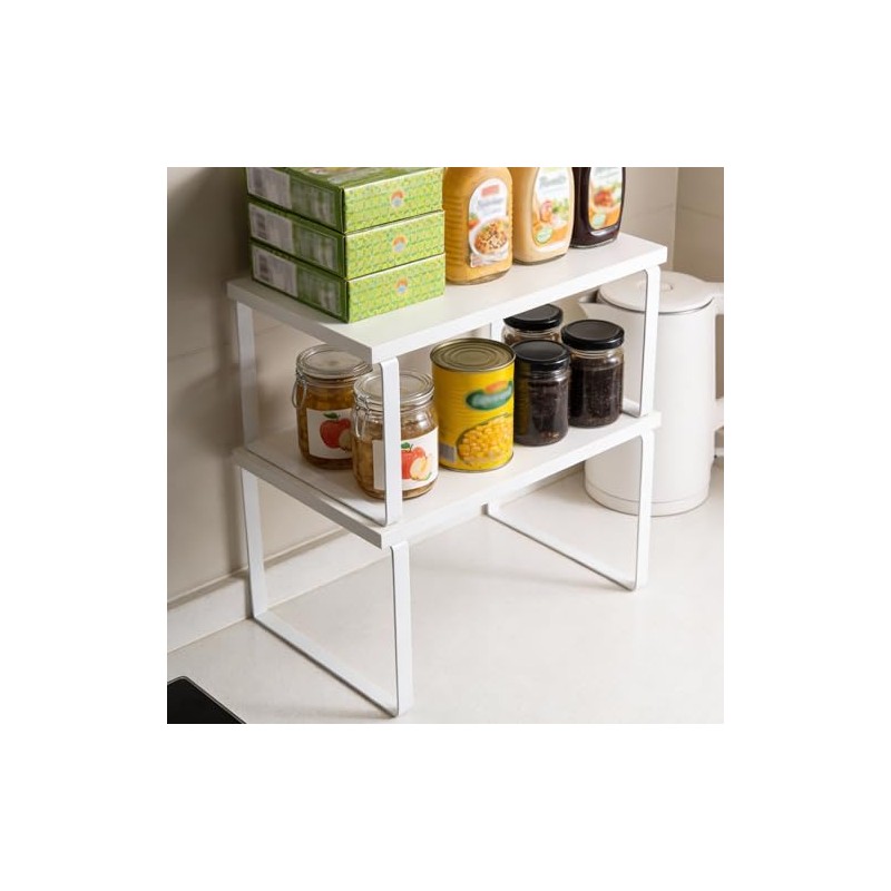 Spice Rack, Set of 4 White Cabinet Organisers, Kitchen, 29.7