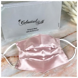 Celestial Silk 100% Mulberry Silk Face Mask with Nose and Filter - 3 Layer 22 Momme Silk Face Covering (Pink)