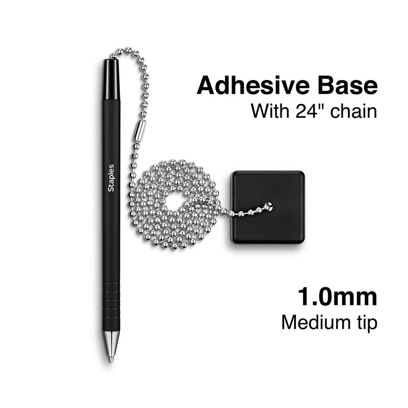 Staples Anchor Counter Top Pen, Medium Point, Black Ink, 3/Pack