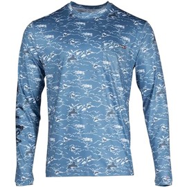 Salt Life Tactical Camo Long Sleeve Performance Pocket Tee, Elemental Blue, Small
