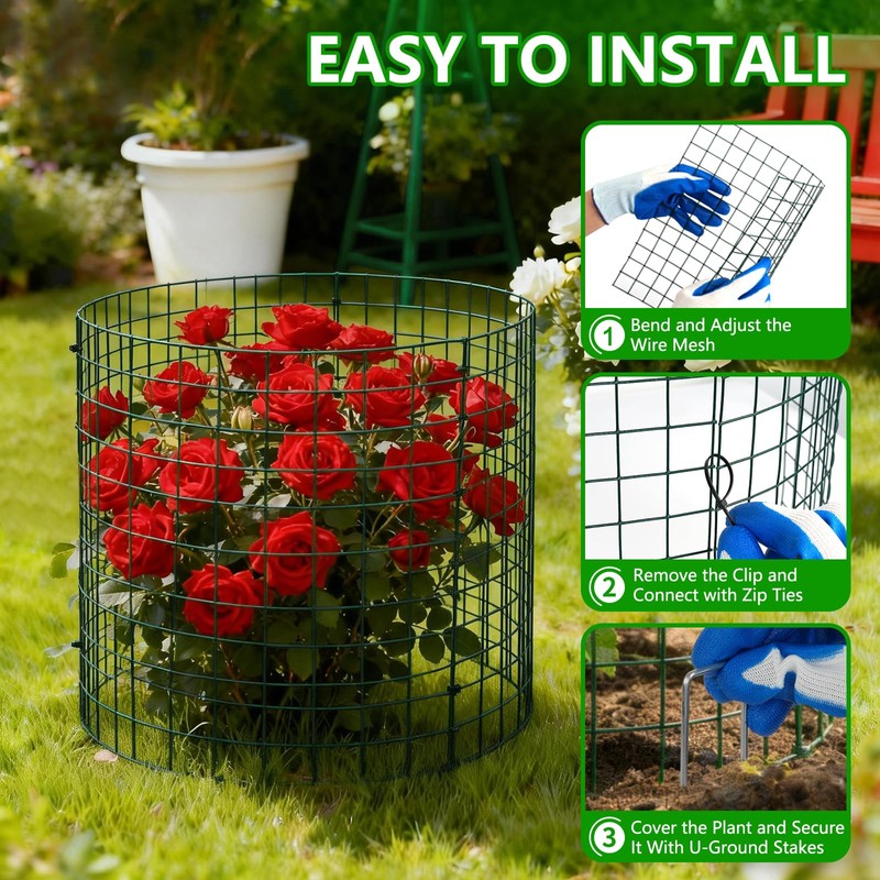 6 Pack Plant Protector, 12x14 Inch Metal Garden Cages for