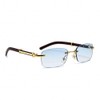 Sky Blue Gradient Tint Vintage Woodgrain Rimless Men Women Gold