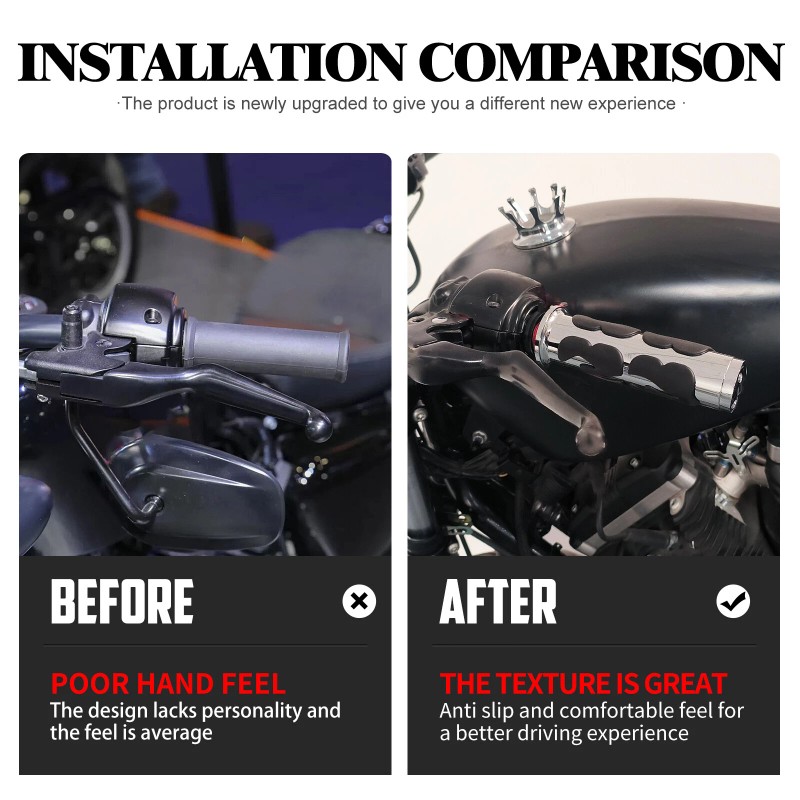 HDBUBALUS 1" 25mm Flame Fire Chrome Handlebar Grips For Harley