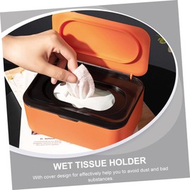 iplusmile Stylish Desktop Wet Tissue Case with Lid Material Sealed Storage Box for Home Use Convenient Clamshell Design Orange and Black Color
