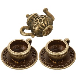 Uonlytech Miniature Tea Cup Set Vintage Dollhouse Teapot Tiny Tea Cups Little Girls Dollhouse Coffee Shop Kitchen Accessories for Photography Props