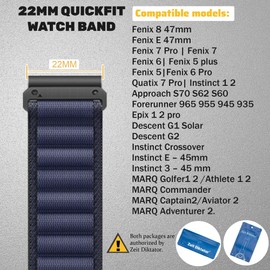 Zeit Diktator 22mm Quickfit Watch Bands compatible with Garmin Fenix 8-47mm 7X Pro/7/6 Pro/5 plus/5/Instinct/Forerunner 965 955 945 935/Epix Pro/Descent G1 Alpine Loop Nylon Watchband For Men-Large