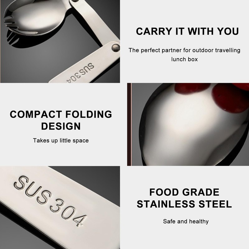 2PCS Folding Utensils Set - Foldable Spoon and Fork Sporks