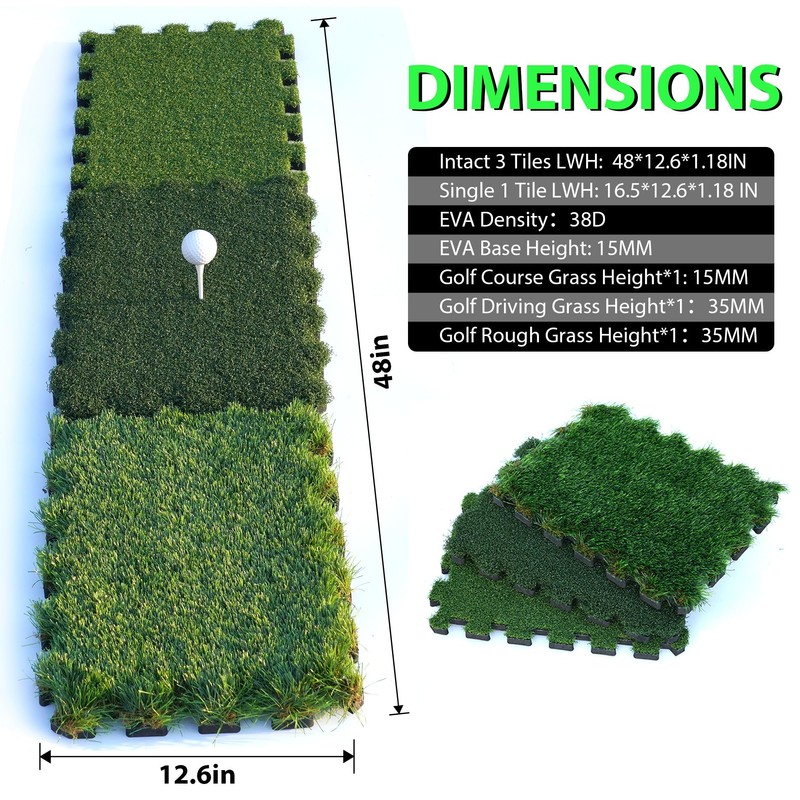 GAIARENA Tri-Turf Golf Hitting Mat Premium Indoor/Outdoor/Backyard Golfing Practice Mat