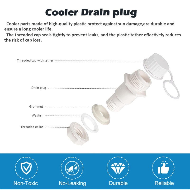 ORTREE Threaded Drain Plug Assembly with Plastic Tethered Cap,Suitable for