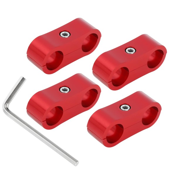 Unifizz 4pcs Red AN4 11mm Hose Separator Clamp Fitting Adapter,Spark