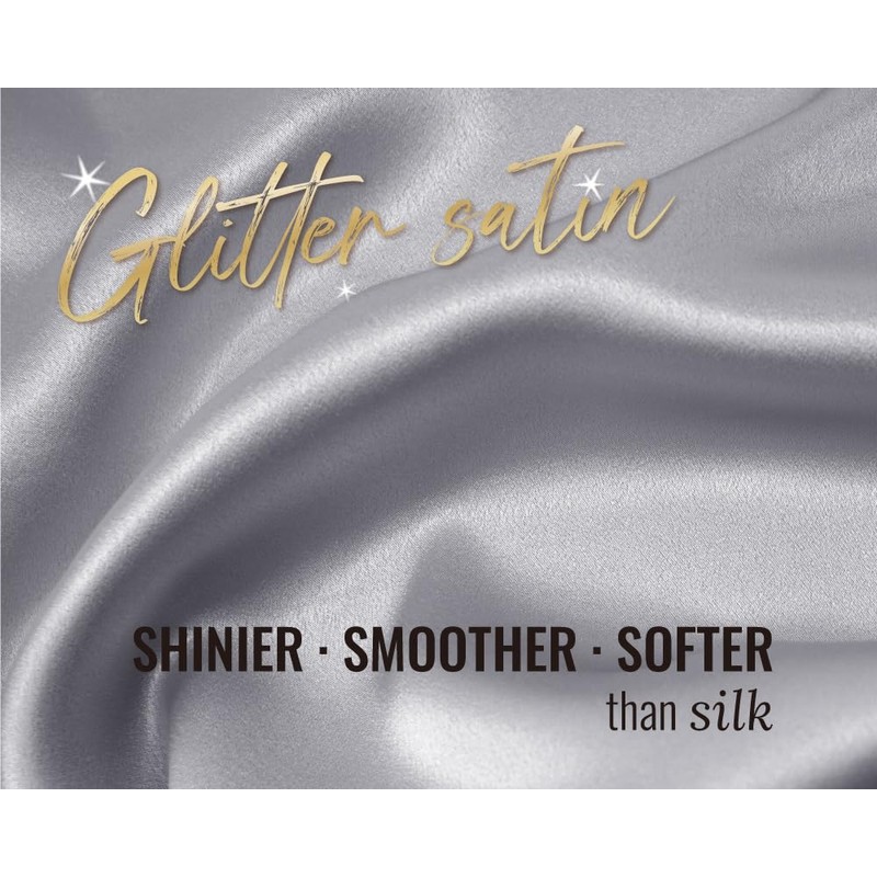 PARISBELLA Sleek Silk Satin Pillow Cases 2 Pack, Zippered Satin