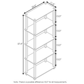 Furinno Turn-S 5-Tier Multipurpose Shelf Display Rack with Square Tubes, Light Blue/White