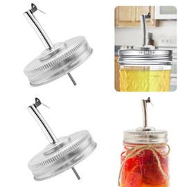 WOOPSOO 2 Pack Jar Oil Spout Lid Mason Jar Oil Infusions Lids Oil Spout Dispenser Lids with Caps Oil Cruet Bottle Lid Compatible with Regular Mouth Mason Jar Olive Oil Vinegar