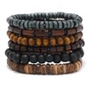 JAVMOO JAVMOO Wooden Beads Bracelet for Men Leather Wrap Hemp