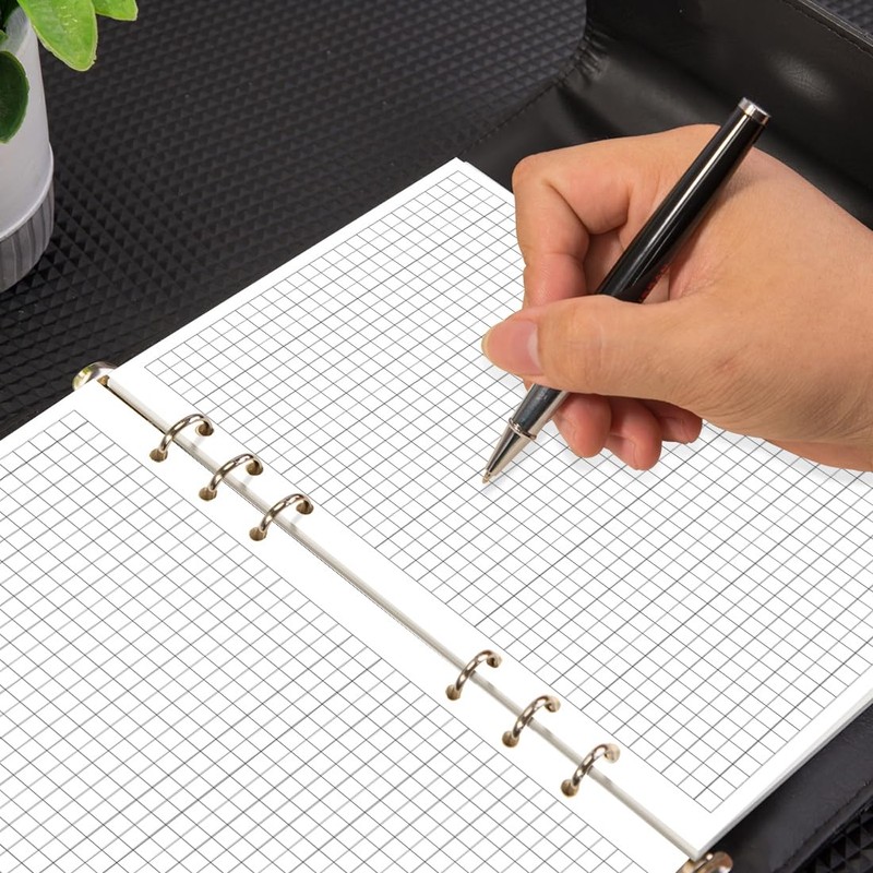 A5 Grid Refill Paper, 6-Hole Graph Paper, 100Sheets / 200Pages