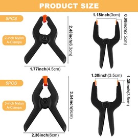 10 Stück Kunststoff-Federklemmen, 7,6 cm und 5,1 cm, robuste Federklemmen für DIY-Projekte, Fotostudios, Holzarbeiten, Kunstwerke, Fotohintergrund (Farbe: schwarz)