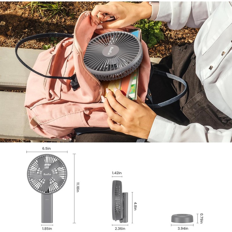 HandFan 6 Inch Handheld Fan with 4000mAh Battery 6 Speed