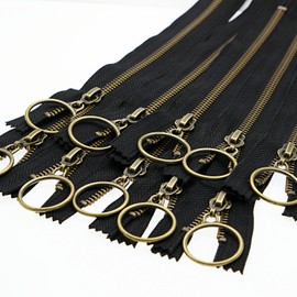 5# Metal Brass Zipper 8 Inch Colsed End Ring Slider 10PCS 20cm Black Metal Zippers for Sewing Jackets Pants Luggage Bags Pocket Boots Leekayer