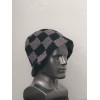 Black And Gray Crochet Checkered Bucket hat festival Boho Hippie