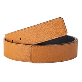 Vatee's Reversible Genuine Leather Belts For Men/Women Replacement Belt Strap Without Buckle 1.5"(38mm) Wide 39"(100cm) Long Black & Earth Yellow