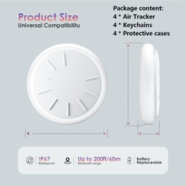 Air Tag 4 Pack Key Tracker Item Finders Work with Apple Find My(iOS Only),Air Tracker,Trackers Tags,Smart Tag for Luggage,Key,Backpack,with 4 Keyrings Lanyards and Ipx8 Cases.