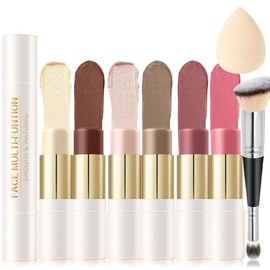 Kit de maquillaje de contorno de 6 colores con barra de contorno de crema, barra doble de bronceador de crema para esculpir, kit de maquillaje de barr