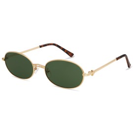 Appassal Retro Oval Sunglasses for Women Men Trendy Designer 90s Sun Glasses Classic Shades AP3662 Gold/Green
