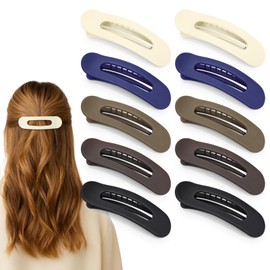 Obeoby 10 Pcs Flat Hair Clips for Women, French Medium Flat Claw Clips Matte Non-slip duckbill Hair Clips for Thin Hair Barrettes for Girls Wedding Prom Party