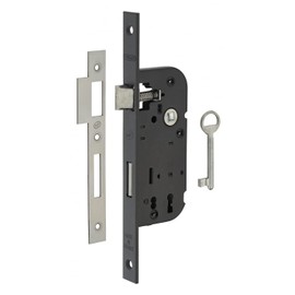 THIRARD - NF Mortice Lock with Key for Room Door Axle 40mm Square Ends Black 1 Key