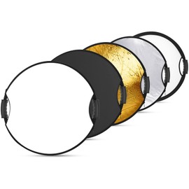 NEEWER RF-56II Reflector de luz de 56 cm con Mango con Rosca de 3/8 Pulgadas, difusor de luz Plegable 5 en 1 translúcido/Plateado/Dorado/Blanco/Negro para iluminación de fotografía, iluminación