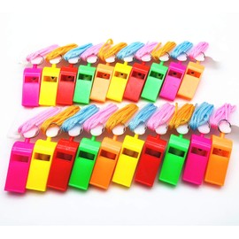 LDEXIN 20Pcs Multi-Color Whistle with Lanyard, Plastic Whistles Extra Loud Sports Whistles Great for Coach Referee Lifeguard Survival Emergency