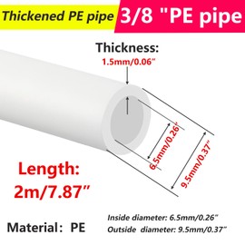 Qrity 3/8" Water Tube, Supply Pipe, 3/8" PE Pipe Hose Tube, Flexible Water Pipe for Refrigerator and Ice Maker, RO Water Systems, 2 Metres