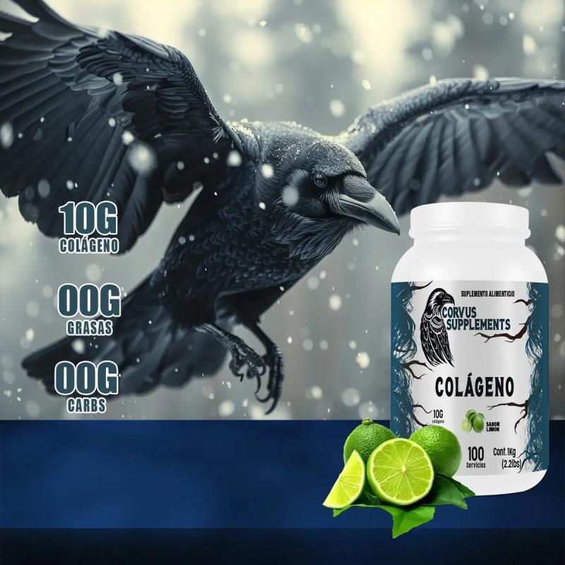 Colágeno Hidrolizado Suplemento Corvus 1kg 100 Servicios